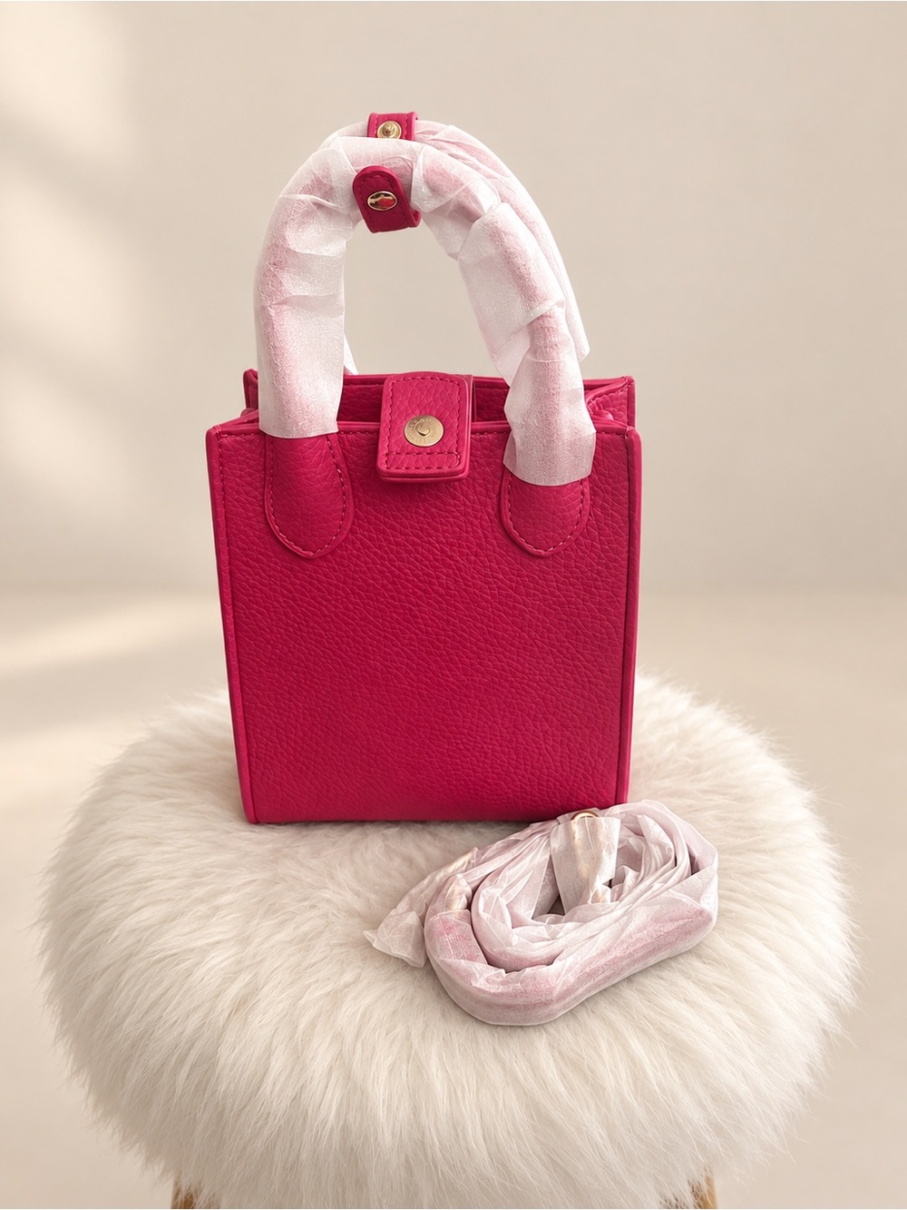 New Magenta Pink Mini Tote Crossbody Bag
